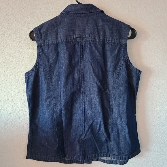 VTG Dockers Denim 100% Cotton Embroidered Vest Women's Size L - Picture 7 of 9